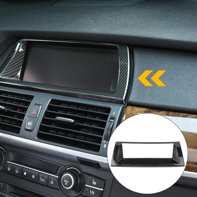 Koogeelife Carbon Fiber Style GPS Navigationsrahmen Abdeckung für BMW X5 E70 in Schwarz - Bild 1