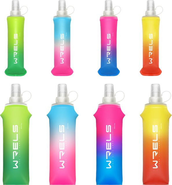WRELS Sport-Wasserflasche aus TPU, zusammenklappbar, 250 ml, pink, purple, multicolour - Bild 1
