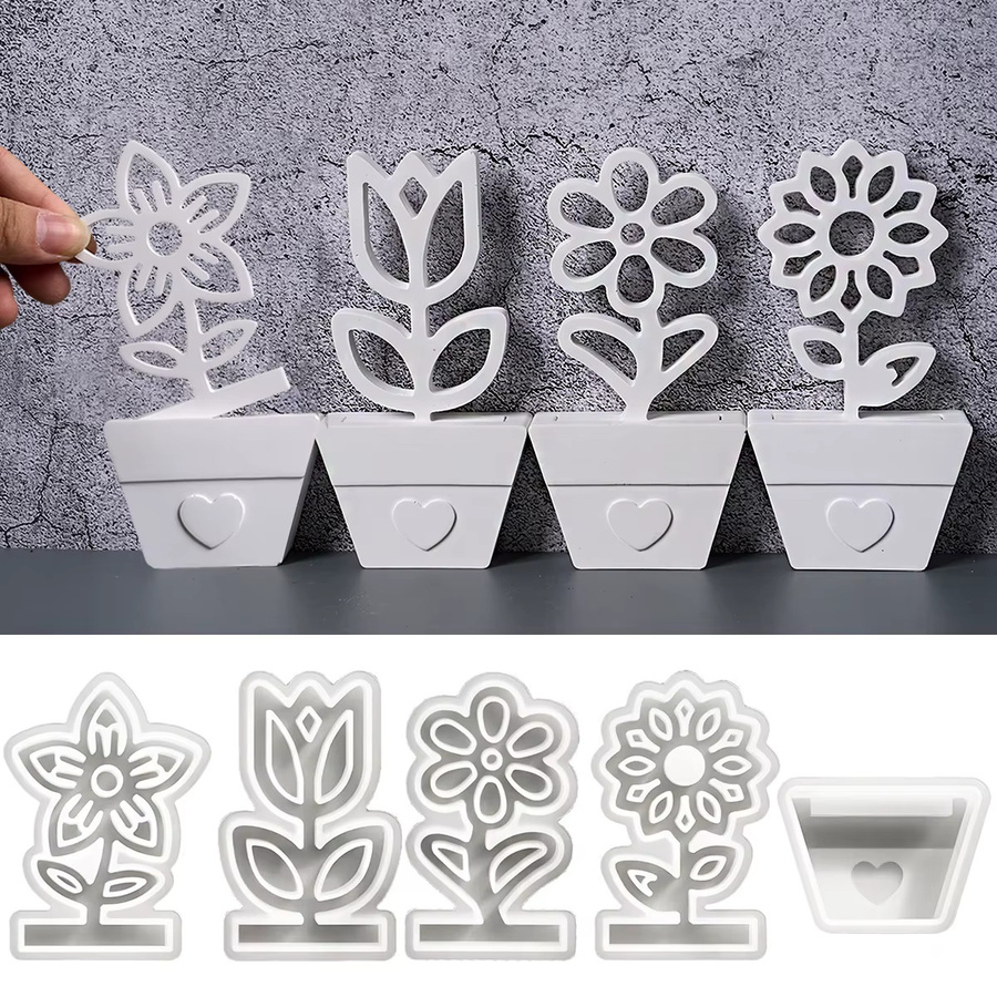 UDOCOOL Silikonform für DIY Blumentöpfe und Beton-Deko in Weiß, unregelmäßige Form für handgemachte Home Ornaments - Bild 2