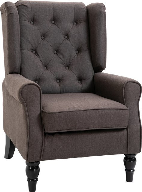 HOMCOM Einzelsessel Relaxsessel mit Tufting und Holzfüßen in Braun, B: 76 cm, T: 86 cm, H: 108 cm - Bild 1