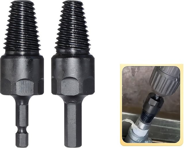 Schraubenentferner Set aus hochfestem Stahl in Schwarz für 1/2 Zoll und 3/4 Zoll gebrochene Schrauben an Sanitärventilen, kompatibel mit Bohrmaschinen - Bild 1