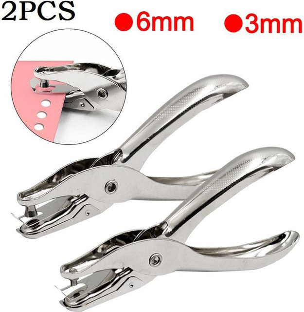 2er-Set Metall Locher für Scrapbooking mit 3 mm und 6 mm Lochgröße in Silber - Bild 1