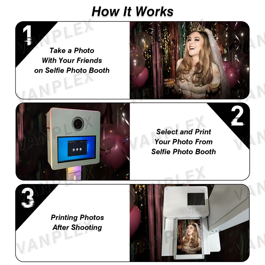 Matrix Square Booth Spiegelfotobox mit 15,6-Zoll Display in Weiß für Partys, Events und Hochzeiten - Bild 3