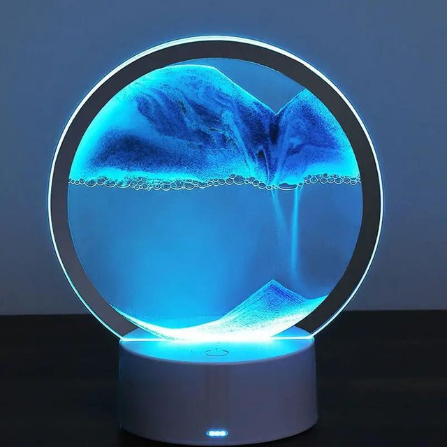 Refreshing Home Bewegliche Sand Kunst Tischlampe mit USB LED und dimmbarer 3D Naturlandschaft - Bild 1