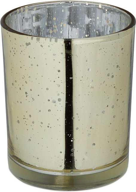Relaxdays Teelichtgläser aus Glas in Gold, 12er Set, rund, Höhe: 7,0 cm, Durchmesser: 8,5 cm - Bild 1