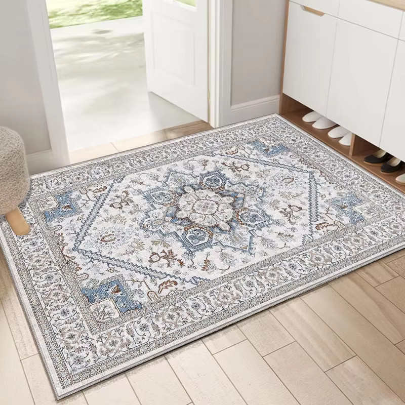 VIKAMA Teppich im orientalischen Stil mit Blumenmuster, rutschfeste Bodenmatte für Küche, Schlafzimmer oder Flur, Mehrfarbig - Bild 1