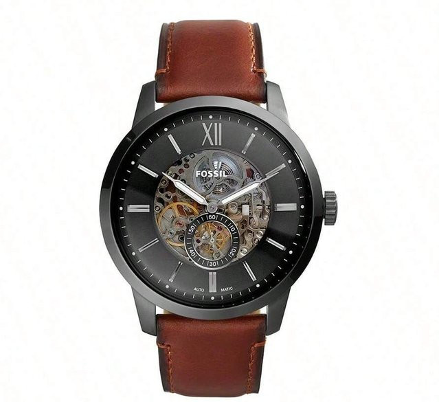 Fossil Armbanduhr Automatik, Leder, Grau, Herren - Bild 1