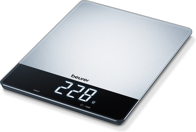 Beurer Küchenwaage KS 34 XL in Silber mit Digitalanzeige und Glasoberfläche - Bild 1