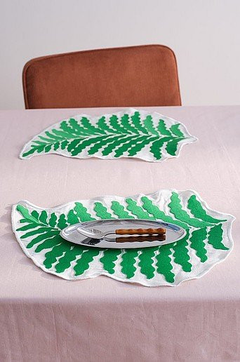 Jotex FERN Tischset 2er-Pack aus Baumwolle mit floralem Design in Grün - Bild 1