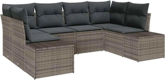 vidaXL Gartensofa-Set in U-Form aus grauem Poly Rattan mit Polstern und integriertem Stauraum für Kissen - Bild 1