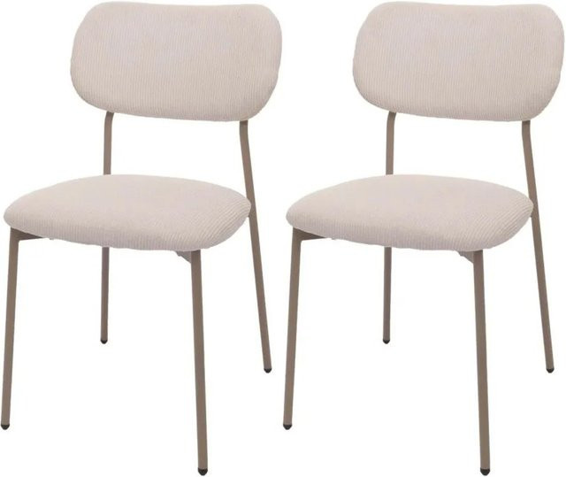 MCW Esszimmerstuhl O26 2er-Set Beige mit Stoffbezug und Metallgestell - Bild 1