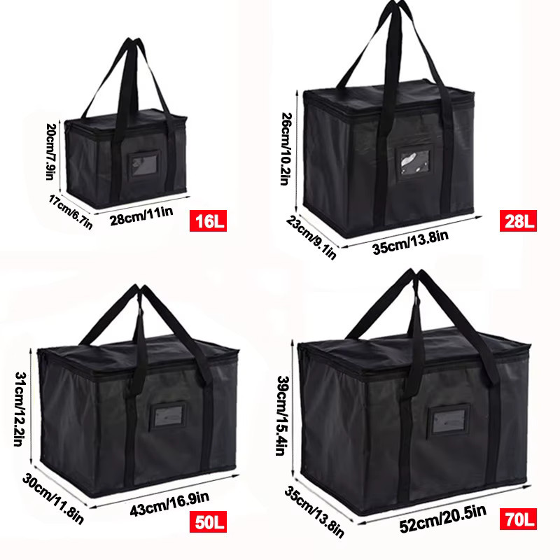 Isolierte Thermotasche von Clyine in Schwarz mit Reißverschluss für Lebensmittel und Einkäufe, 16 l bis 70 l Fassungsvermögen - Bild 4