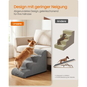 FEANDREA Hundetreppe mit Schaumstoff und rutschfester Oberfläche, XL, Hellgrau - Bild 2