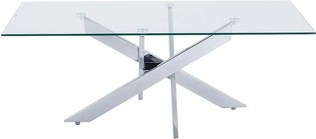 Couchtisch Cosima aus Sicherheitsglas und verchromtem Metall, Transparent/Silber, Breite: 120 cm - Bild 1