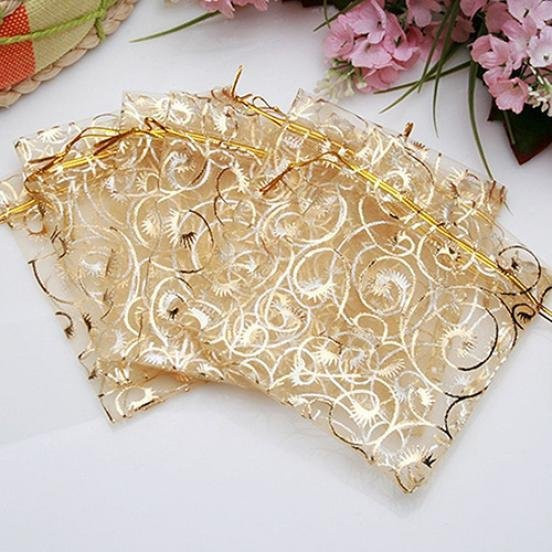 25 Stück Houspace Organza Beutel mit Kordelzug in Beige für Hochzeit und Party - Bild 1