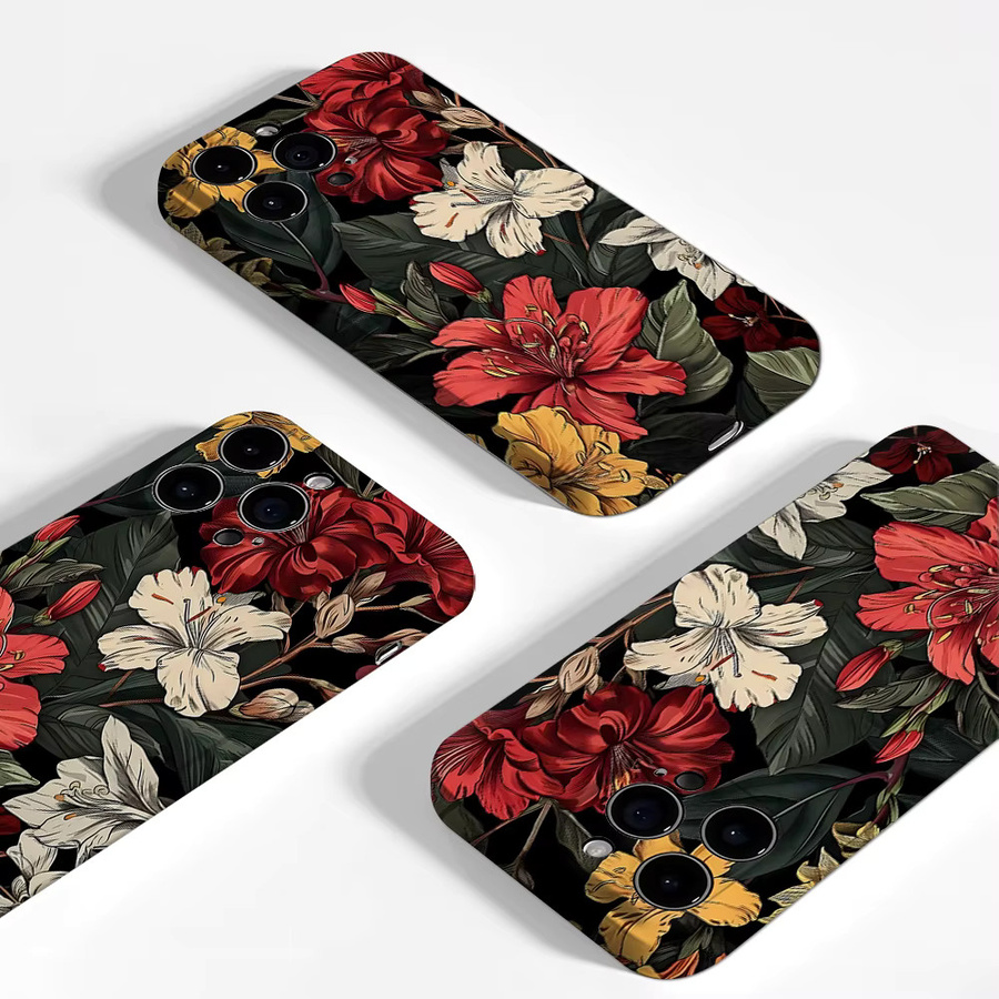 Aurea Case Matte Bumper MagSafe Schutzhülle für iPhone mit Vintage Hibiskus-Blüten-Design in Multicolour - Bild 4