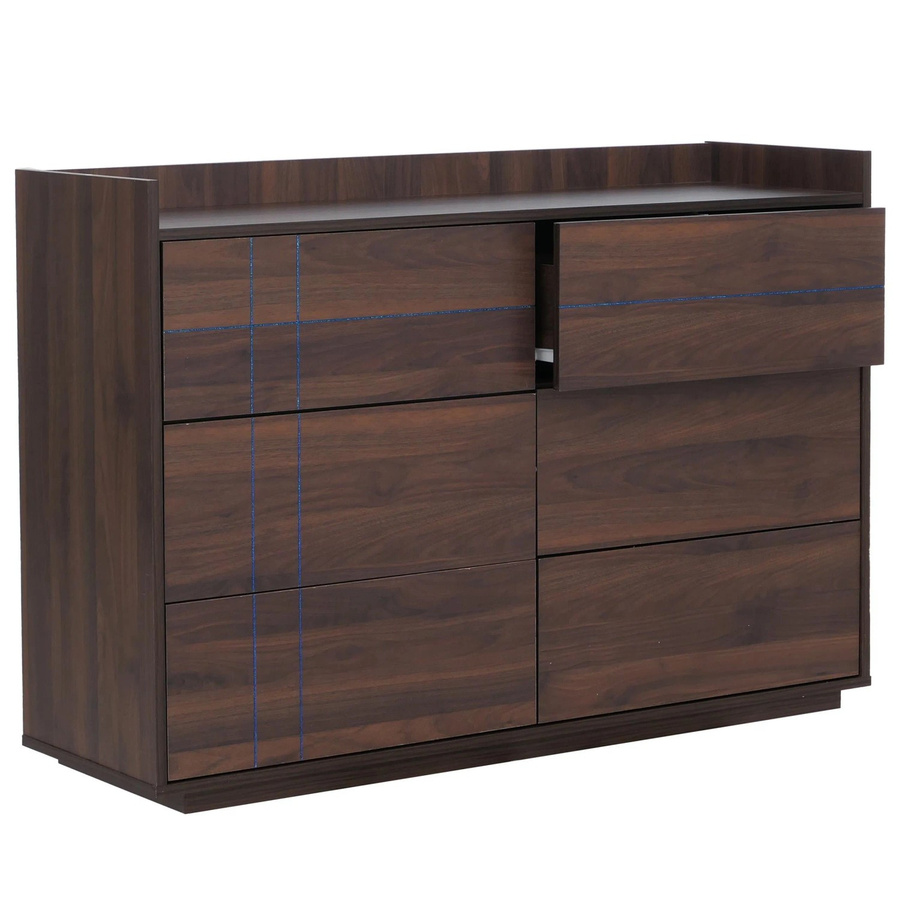 MCW Kommode P44 Sideboard mit 6 Schubladen Push-to-open in Walnuss-Optik, B/H/T: 120 x 83 x 40 cm - Bild 3