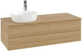 V&B Waschtischunterschrank Antao mit Frontstruktur und Beleuchtung in Eiche Honig, B/T/H: 120 x 50 x 50 cm - Bild 1