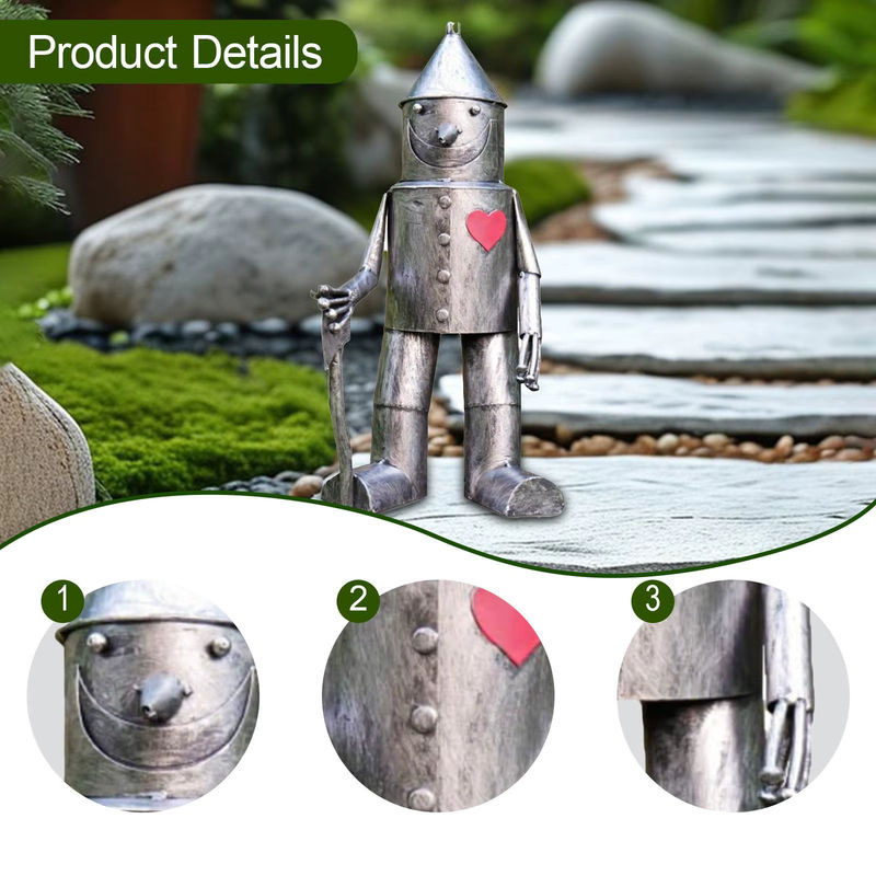Homyl Gartenstatue Mensch als stehende Skulptur aus Kunstharz und Metall in Silber - Bild 5