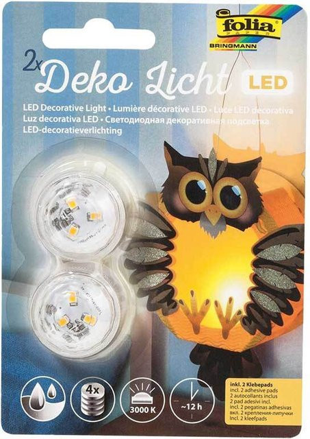 folia LED Teelicht warmweiß, 2 Stück, mit Klebefläche - Bild 1