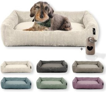 Rohrschneider Hundebett aus Cord in Beige mit abnehmbarem Bezug und rutschfester Unterseite - Bild 1