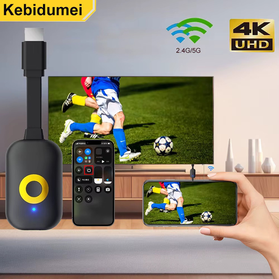 Kebidumei Drahtloser HDMI Video Empfänger TV Stick Dongle Adapter für 4K UHD und 1080P in Schwarz mit 2,4G/5G Wifi für TV und Projektor - Bild 2