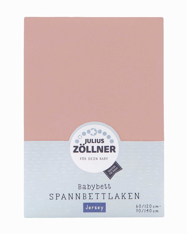 Zöllner Jersey Kinder Spannbetttuch aus Baumwolle, Farbe: Blush/Pink, Breite: 60 cm, Länge: 120 cm - Bild 1