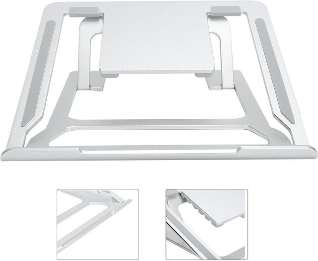 Honor Electronics C6 Notebookständer aus Aluminiumlegierung, zusammenklappbar und tragbar für 11-17 Zoll Laptops, Farbe: Weiß/Silber - Bild 1