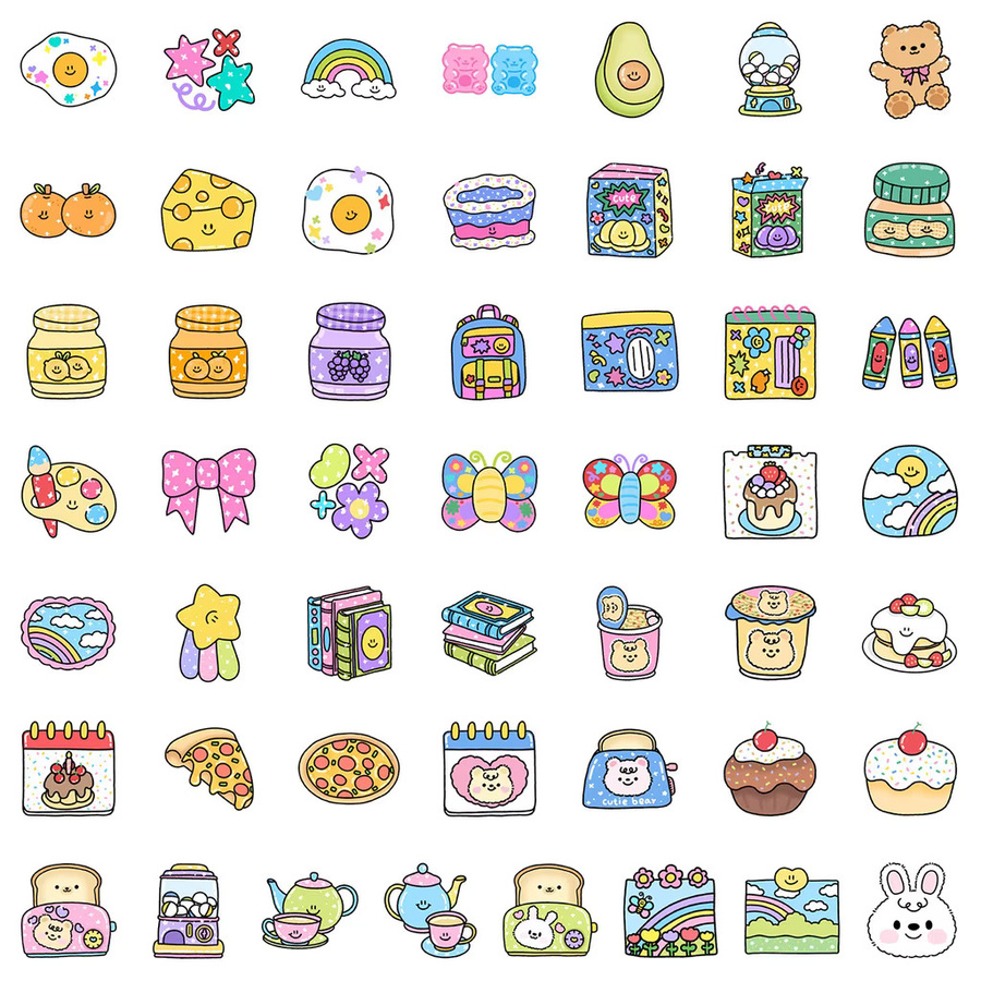 50 wasserfeste Emoji-Graffiti-Aufkleber mit Glitzer-Effekt in Multicolour von BulingBulingStickers Store - Bild 2