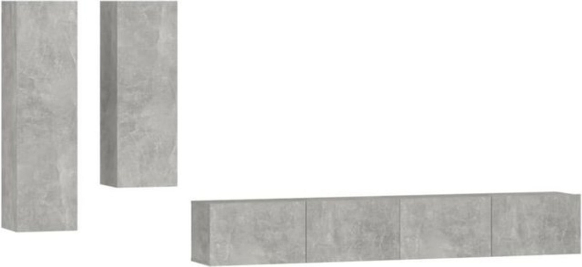 Vidaxl 4-teiliges TV-Schrank-Set in Betongrau aus Holzwerkstoff im modernen Design - Bild 1