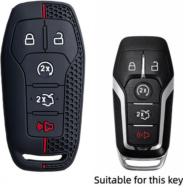 Silikon Autoschlüsselhülle Fob Cover für Ford Fusion Mondeo Mustang F-150 Explorer Edge in Schwarz - Bild 1