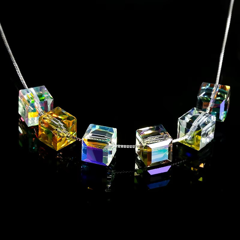 QIAO Kristall-Würfelperlen, Glas, 4–8 mm, AB-Farbe, Bunt, Unisex - Bild 2