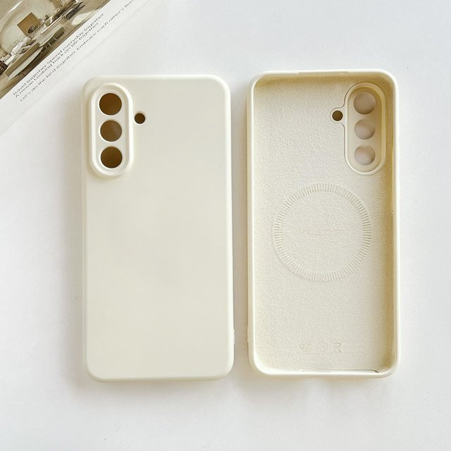 Samsung Magnetische Flüssigsilikon-Schutzhülle für Galaxy S25 S24 S23 S22 Ultra Plus A56 A16 A55 A54 in Transparent oder Weiß - Bild 1