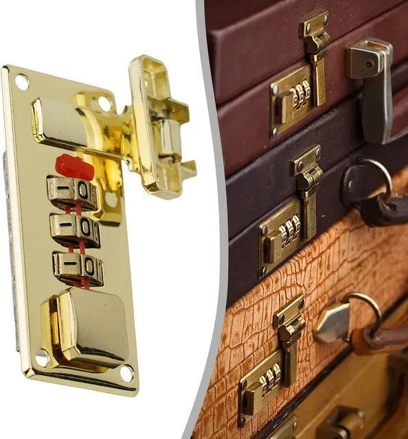 Anti-Diebstahl Koffer-Schloss mit Zahlencode aus Eisen und Kunststoff in Gold und Gelb - Bild 1