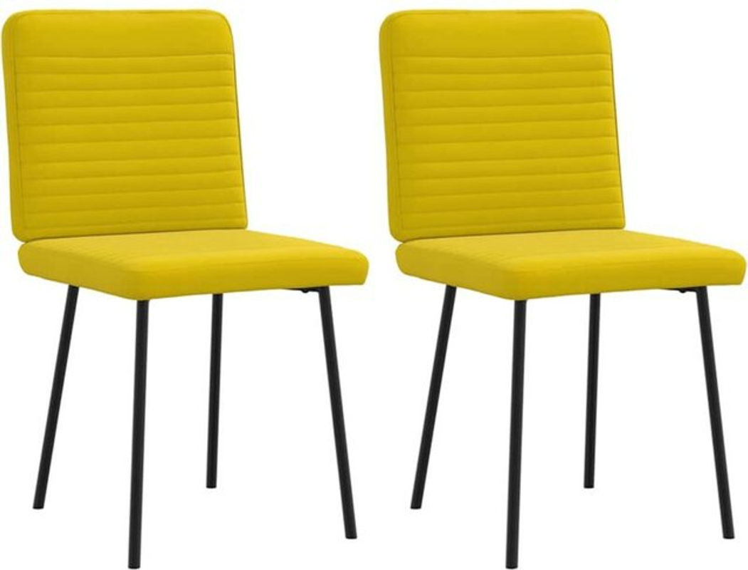 Vidaxl Esszimmerstühle 2er Set aus Samt und Metall in Gelb, moderne Polsterstühle - Bild 1