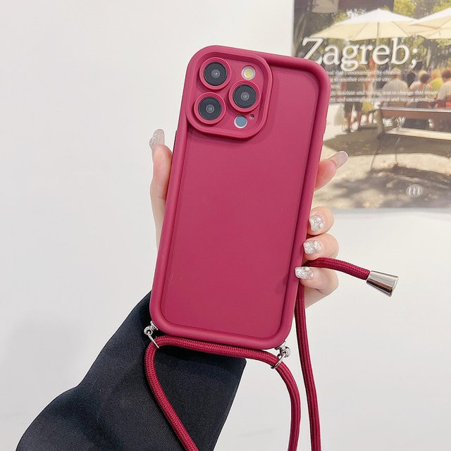 Rui Di Silikon-Handyhülle mit verstellbarem Lanyard-Halsband für Redmi 13 4G, Redmi 13 PRO 5G Plus und Redmi Note 13 Pro 5G in Rot - Bild 1