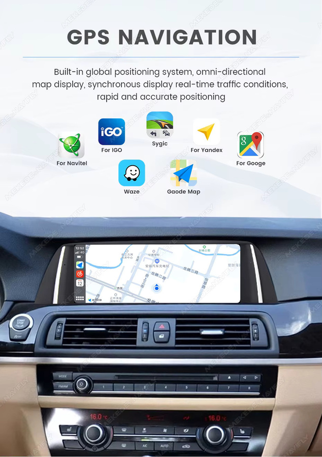 MEKEDE QLED Auto-Multimedia-Player für BMW 5er F10 F11 CIC NBT mit 10,25 Zoll Display, Android Auto, Wireless CarPlay, Bluetooth und WiFi, Schwarz - Bild 5