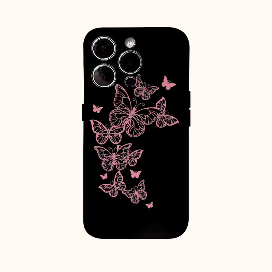 Potdemiel Schmetterlings-Handyhülle in Schwarz und Rosa für iPhone Modelle mit doppelschichtiger Rückseite - Bild 2