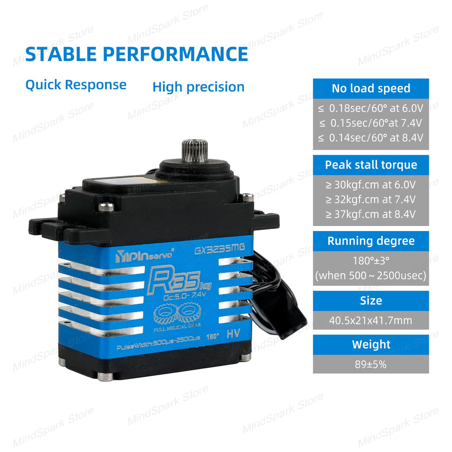 wishiot Digitaler Servo, Wasserdicht, Metall, Blau - Bild 5