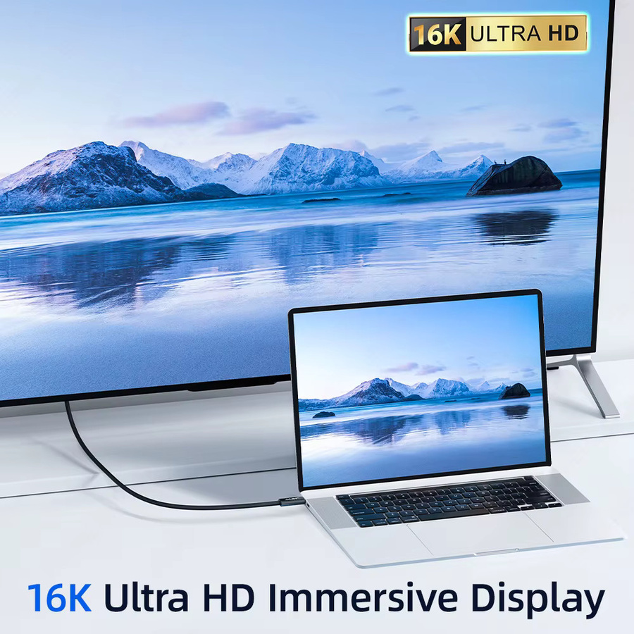 JEYI Thunderbolt 5 Kabel mit 80 Gbit/s bis 120 Gbit/s Bandbreite für 16K/8K-Video und 240 W PD-Schnellladung in Schwarz mit geflochtenem Nylon - Bild 3