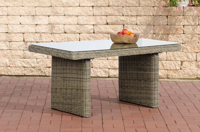 TPFGarden Polyrattan Gartentisch Fino Minari Bermeo in Braun mit Glasplatte und UV-Beständigkeit - Bild 1