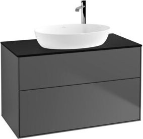 V&B Waschtischunterschrank Finion mit Wandbeleuchtung in Anthrazit, B/T: 100 x 50,1 cm - Bild 1