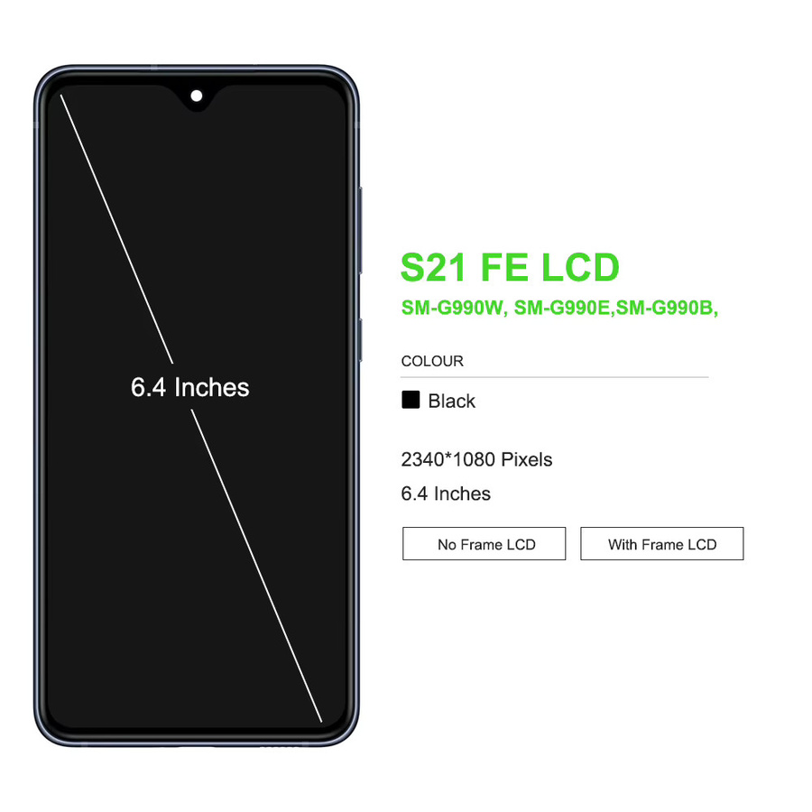 Samsung S21 FE AMOLED Display LCD Touch Screen Digitizer Montage mit Rahmen in Schwarz für G990B SM-G990U Reparatur-Set - Bild 3