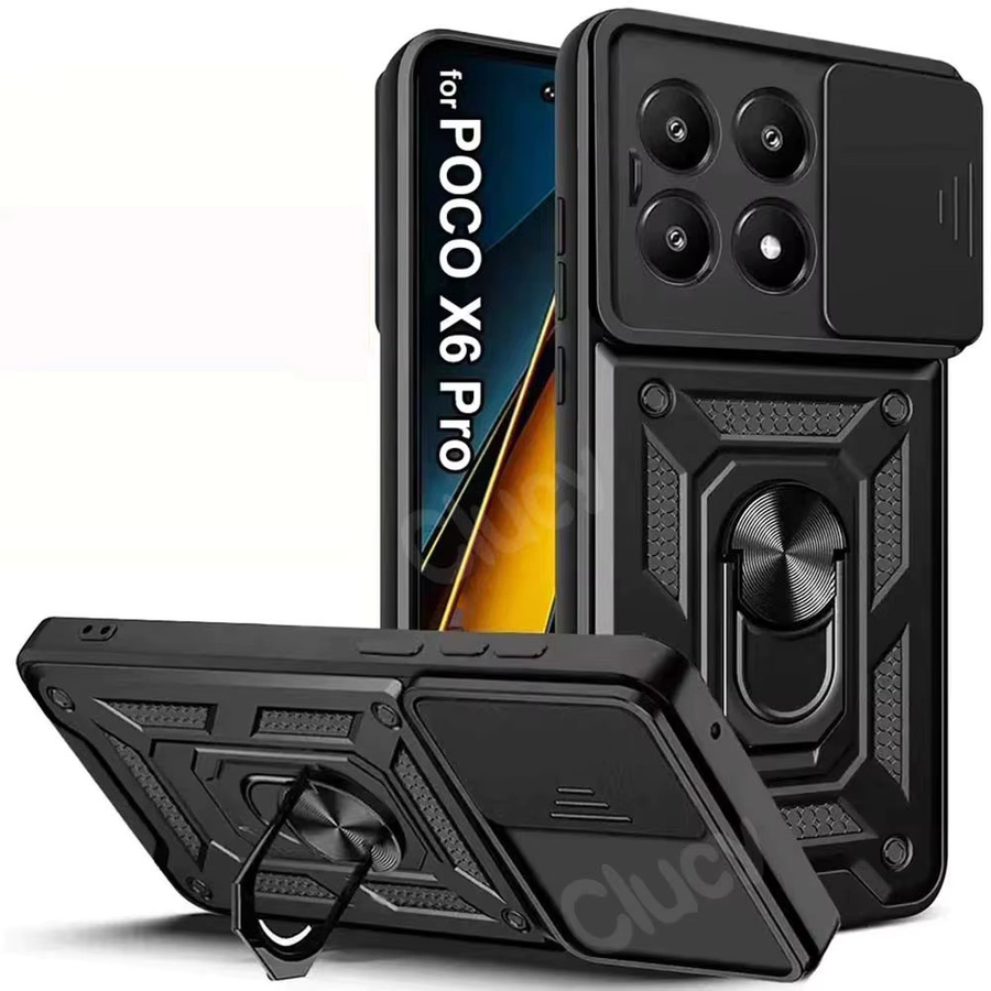 Xiaomi Mi Poco X4 Gepanzerte Schutzhülle mit Magnetring und Kameraschutz in Schwarz und Gold - Bild 5