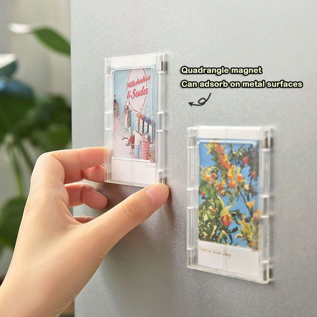 KEANG Minimalistischer Polaroid-Fotorahmen aus transparentem Acryl mit Magnetverschluss, Blau, 3 Zoll, Desktop-Display - Bild 1