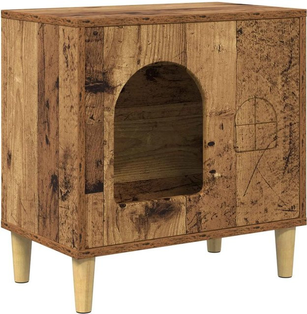 vidaXL Katzenhaus aus Altholz in Braun, B/T/H: 51 x 30 x 52 cm - Bild 1