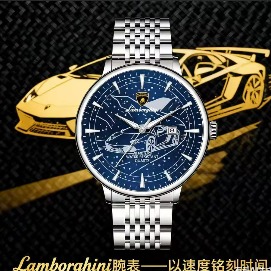 Lamborghini Armbanduhr, Quarz, Edelstahl, Blau, Unisex - Bild 3