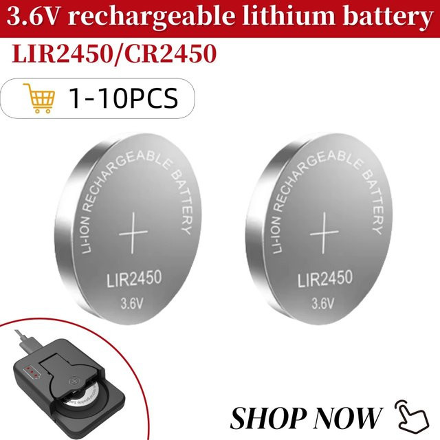 WHITECRANE LIR2450 Lithium-Ionen Knopfzellen Batterie 3,7 V 120mAh in Silber - Bild 1