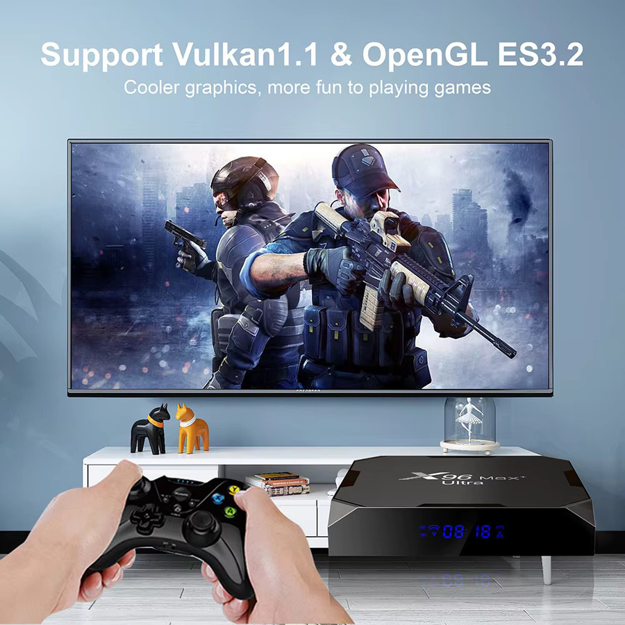 X96 Max+ Ultra Smart TV Box mit Amlogic S905X4 Quad-Core, 4GB RAM, 32GB/64GB ROM, Android 11.0, Dualband-WLAN, Bluetooth, 4K/8K AV1 H.265 Videodecoder, Mediaplayer in Schwarz - Bild 3