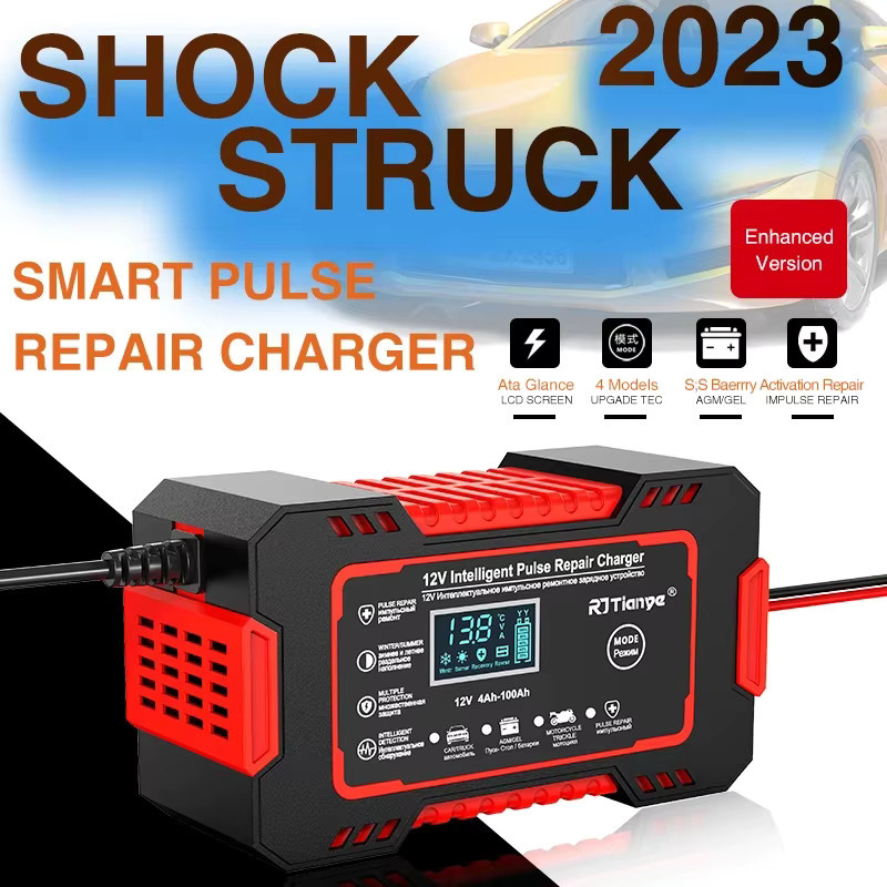 EAFC Auto Batterie Ladegerät 12V 6A mit Touchscreen und LCD Display in Rot-Schwarz - Bild 5